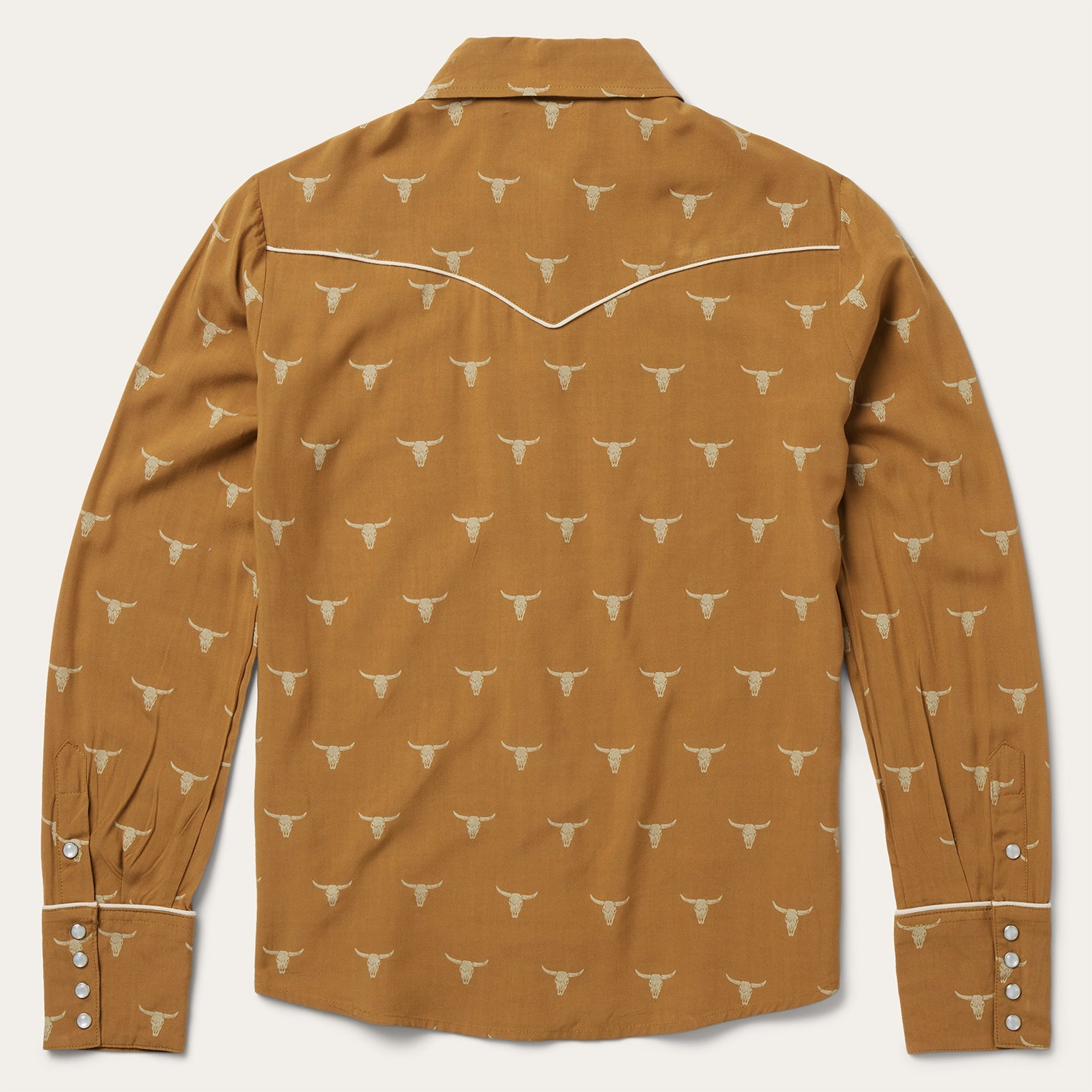 Mojave Longhorn Print Snap Western Shirt Brown
