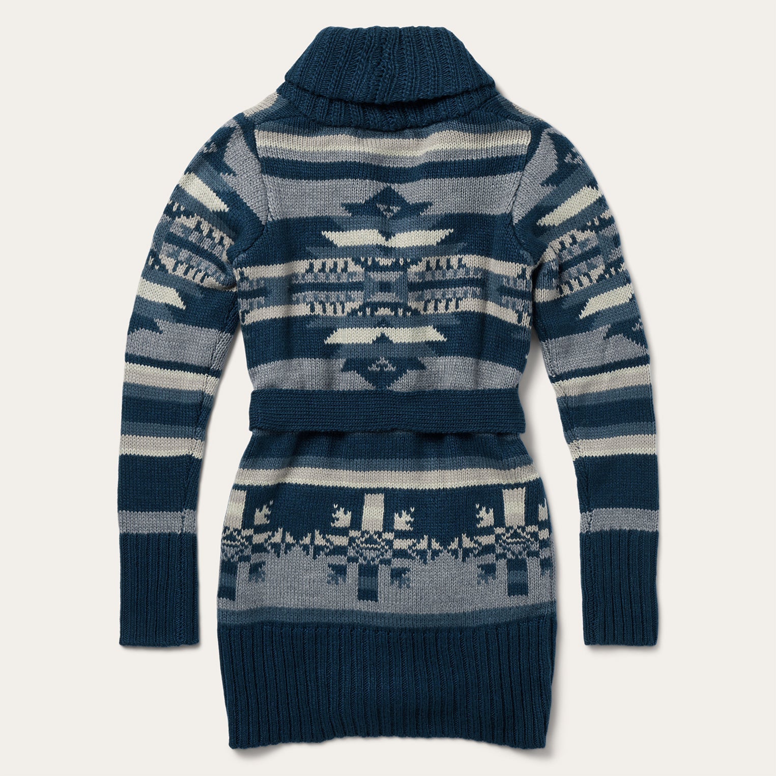 Indigo Aztec Belted Cardigan Blue