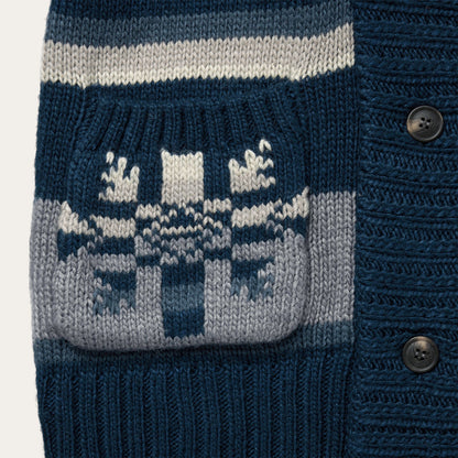 Indigo Aztec Belted Cardigan Blue