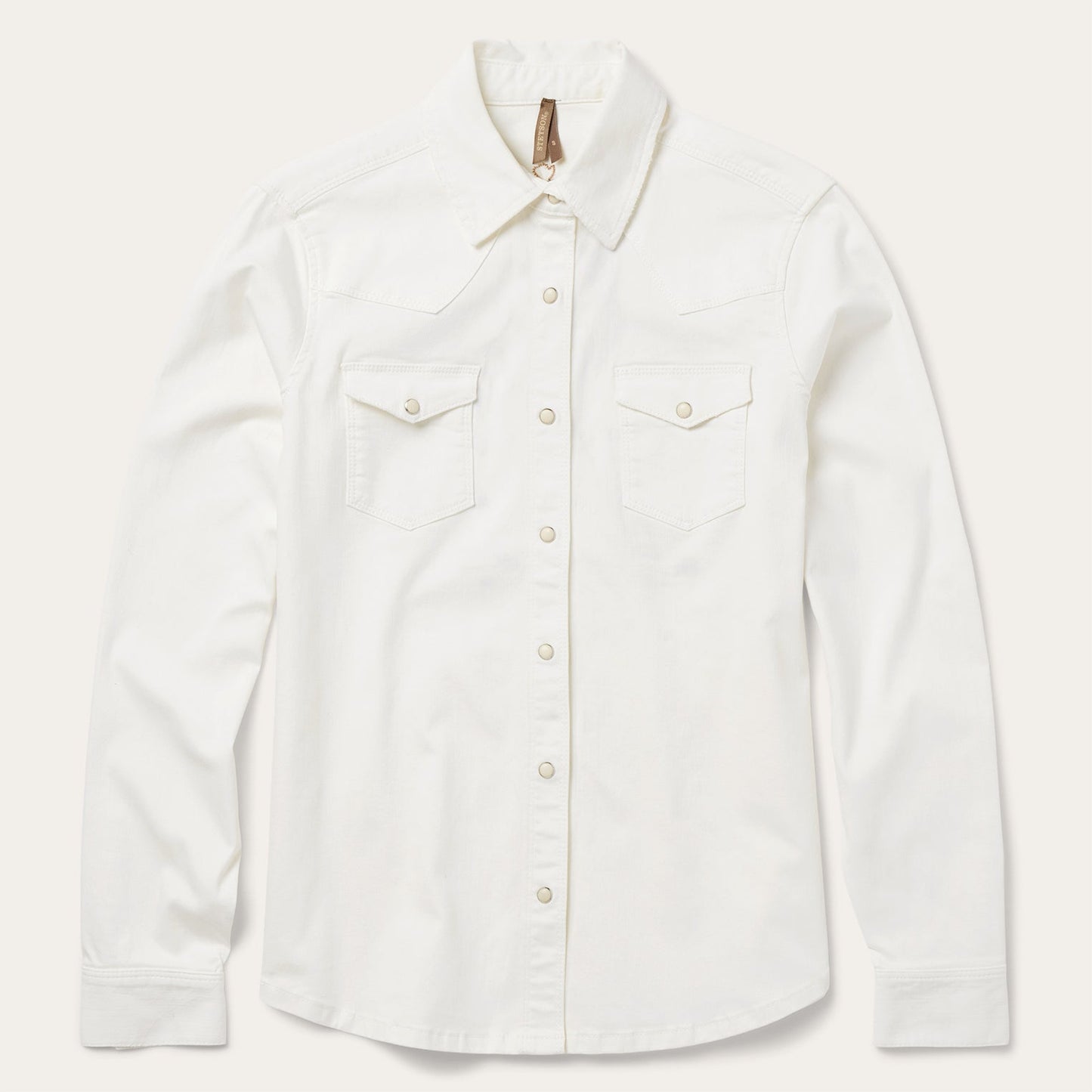 Western Embroidered Denim Shirt White