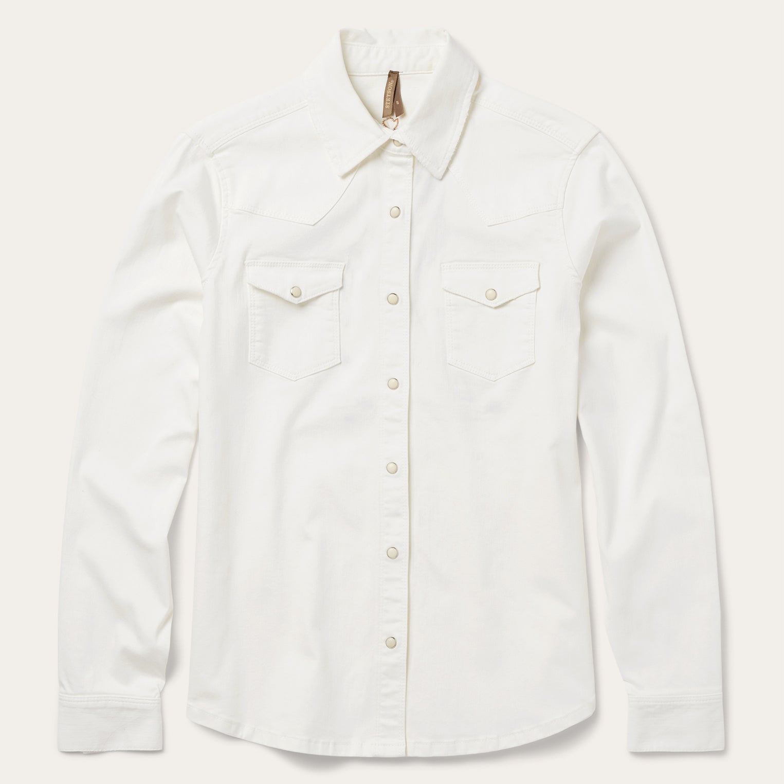 Western Embroidered Denim Shirt White