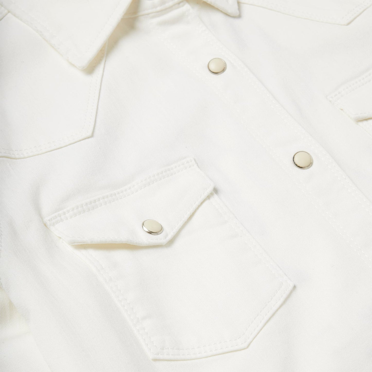 Western Embroidered Denim Shirt White