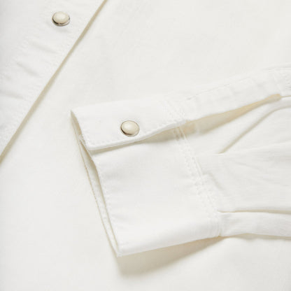 Western Embroidered Denim Shirt White