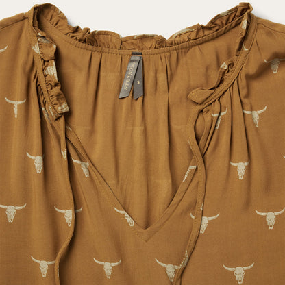 Mojave Longhorn Print Dress Brown