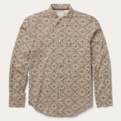 Brown Aztec Poplin Western Shirt Brown