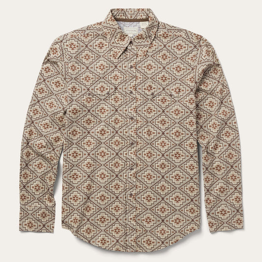 Brown Aztec Poplin Western Shirt Brown