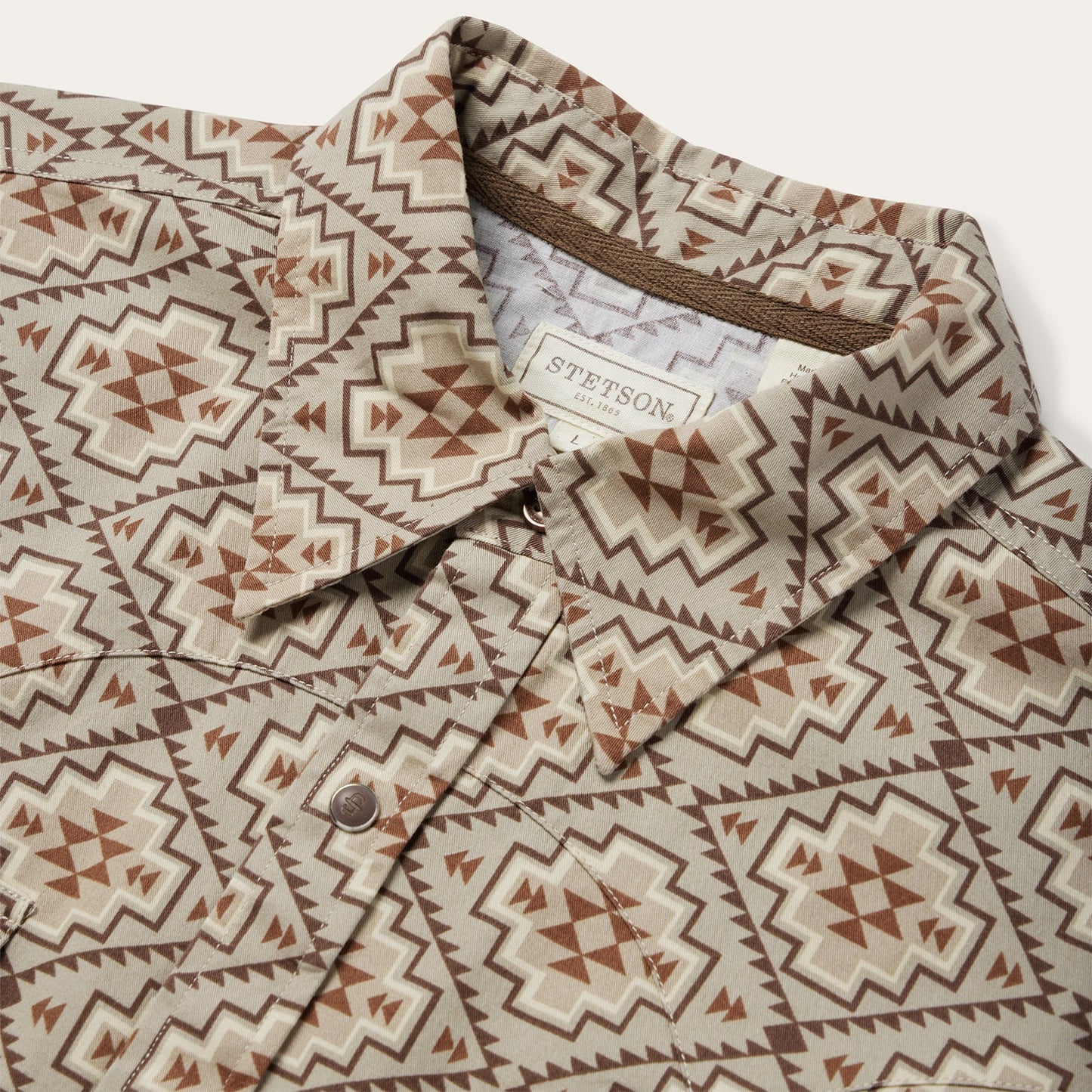 Brown Aztec Poplin Western Shirt Brown