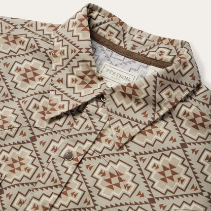 Brown Aztec Poplin Western Shirt Brown