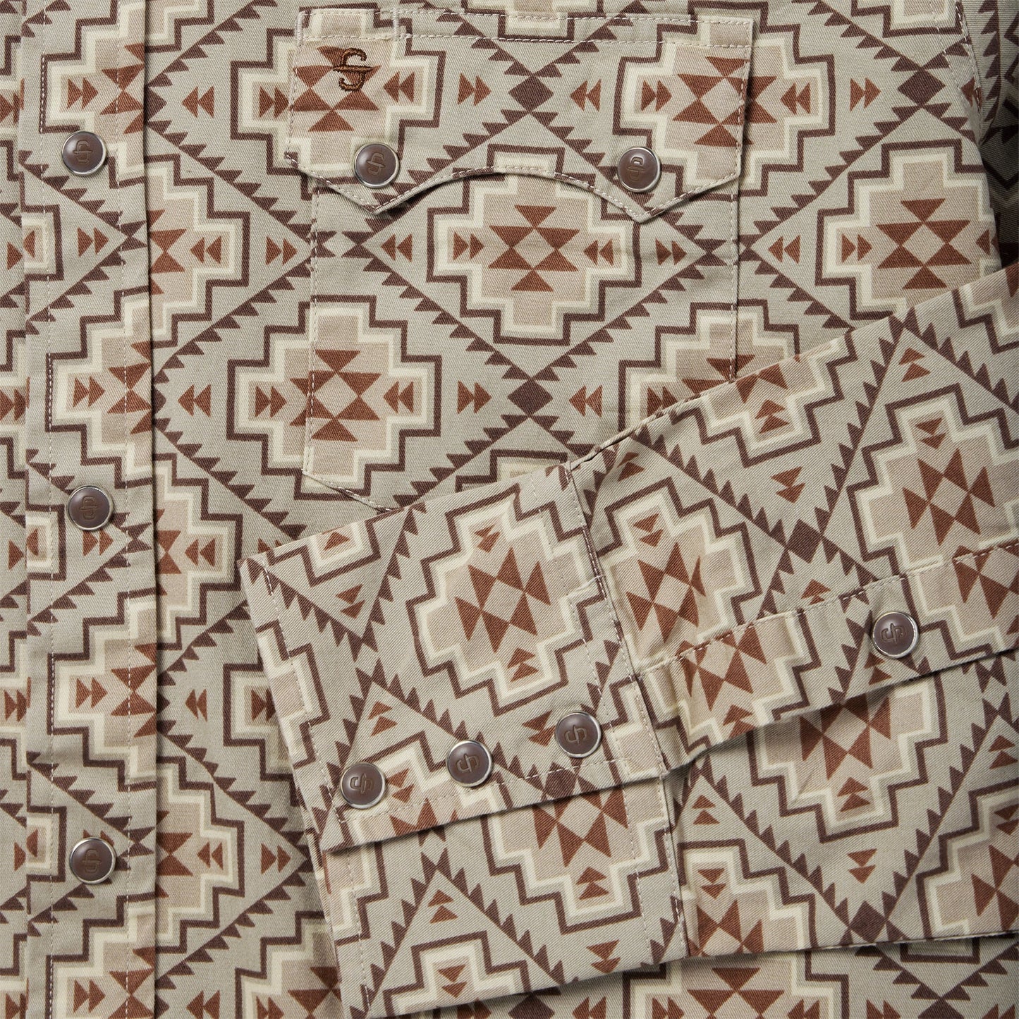 Brown Aztec Poplin Western Shirt Brown