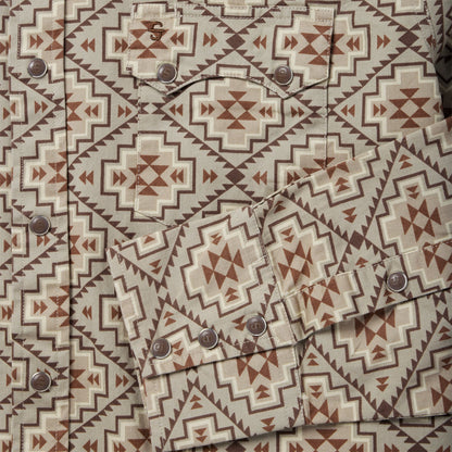 Brown Aztec Poplin Western Shirt Brown