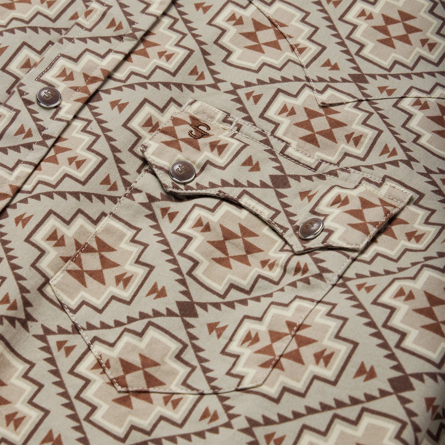 Brown Aztec Poplin Western Shirt Brown