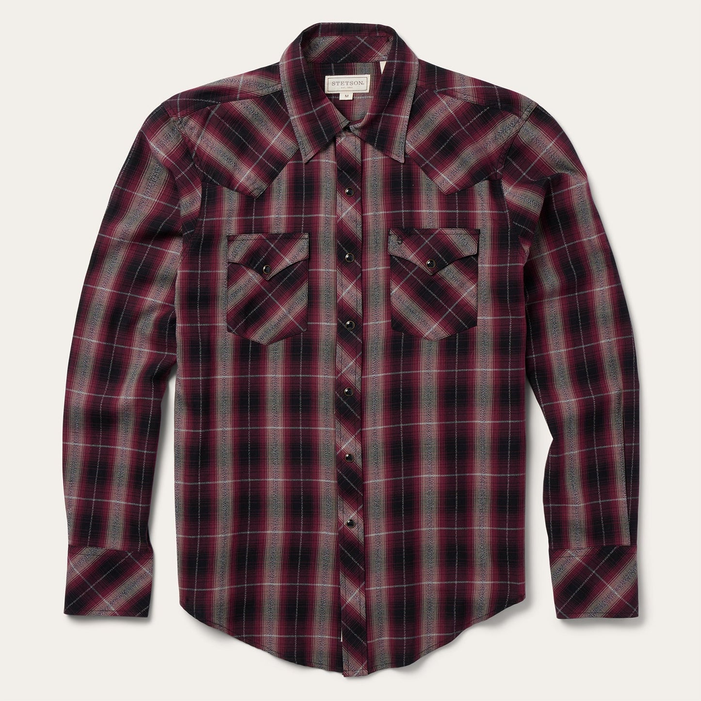 Red Marl Plaid Western Shirt Red