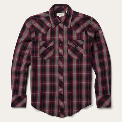 Red Marl Plaid Western Shirt Red