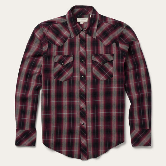 Red Marl Plaid Western Shirt Red