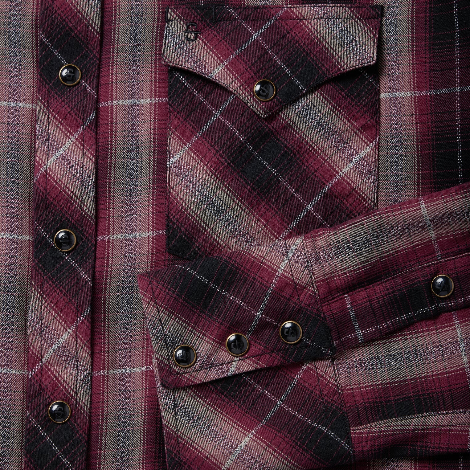 Red Marl Plaid Western Shirt Red