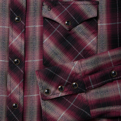 Red Marl Plaid Western Shirt Red