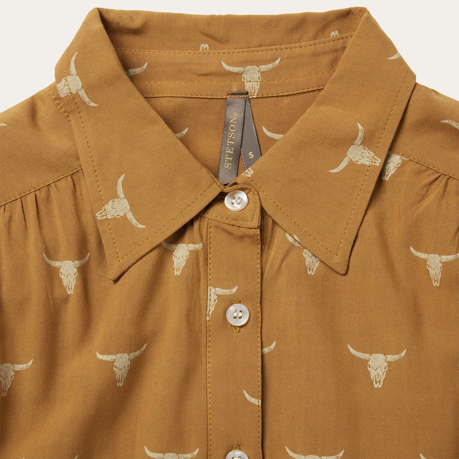 Mojave Longhorn Print Poet Blouse Brown