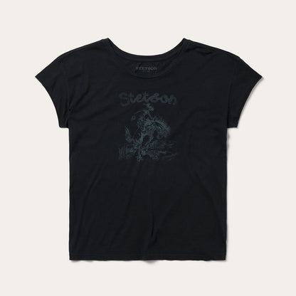 Bucking Cowboy Graphic Tee Black