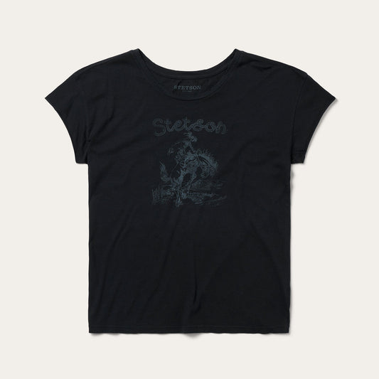 Bucking Cowboy Graphic Tee Black