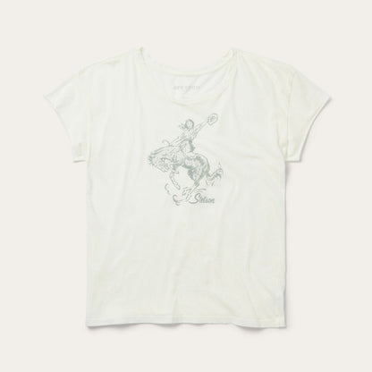 Bucking Cowgirl Graphic Tee White