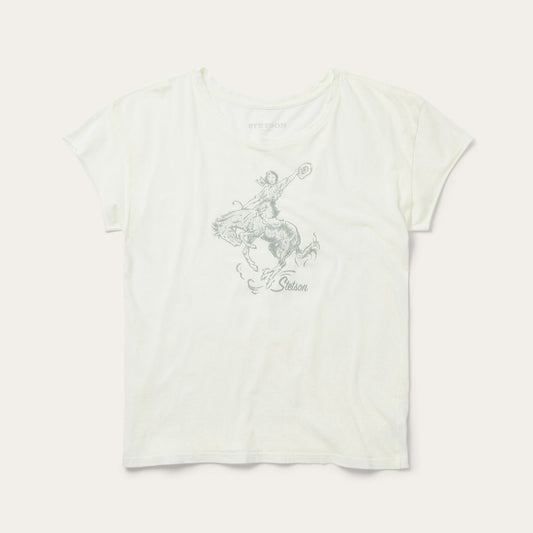 Bucking Cowgirl Graphic Tee White