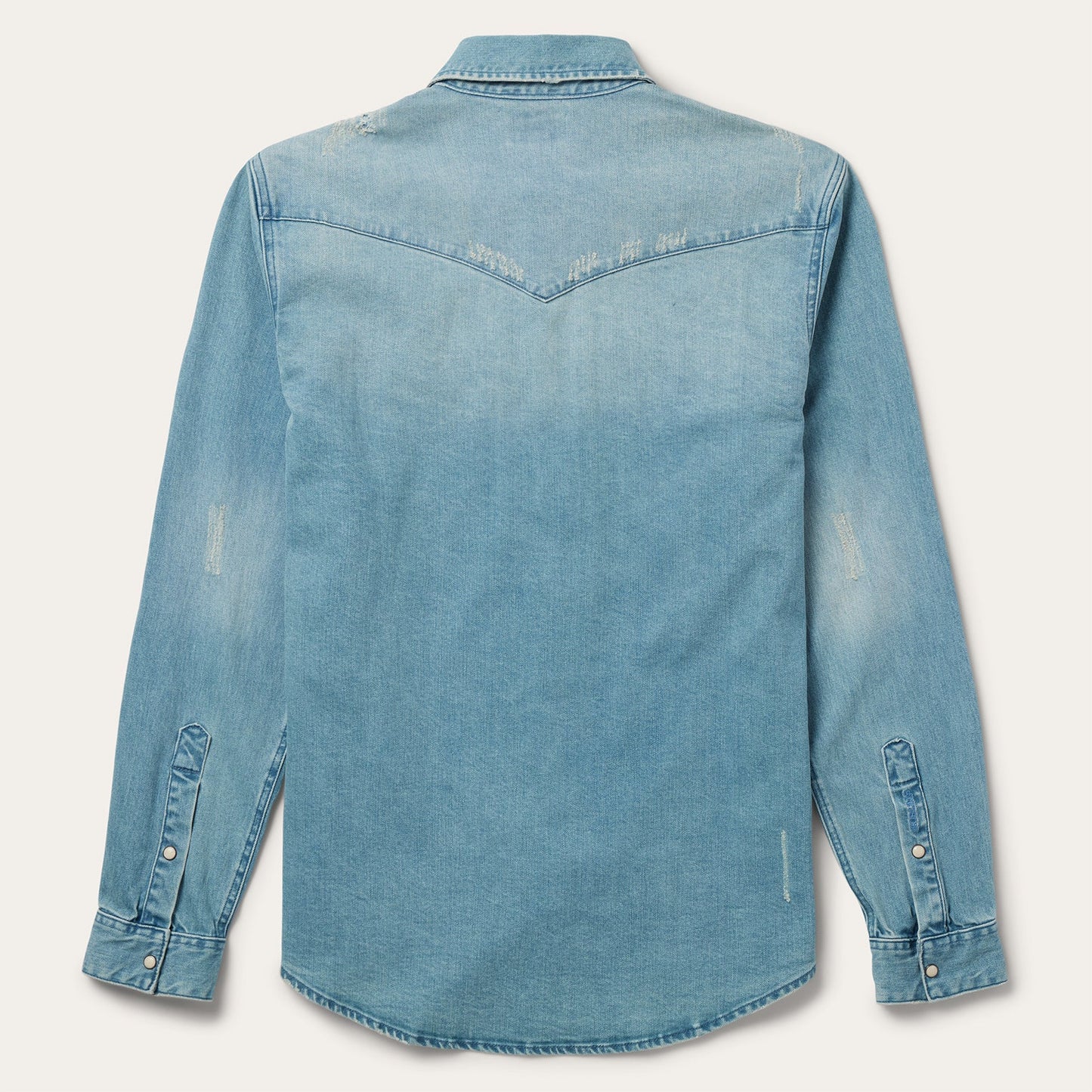 Distressed Denim Western Shirt Blue