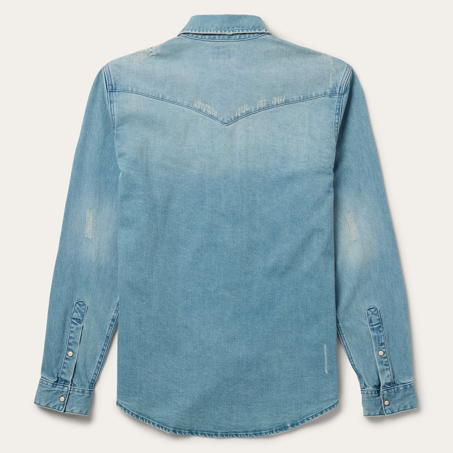 Distressed Denim Western Shirt Blue