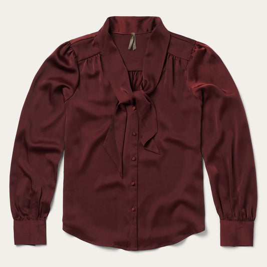 Wine Satin Blouse Red