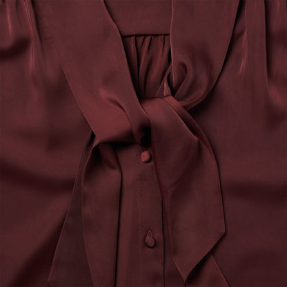 Wine Satin Blouse Red