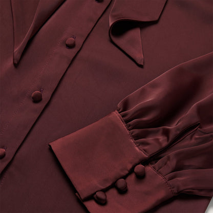 Wine Satin Blouse Red
