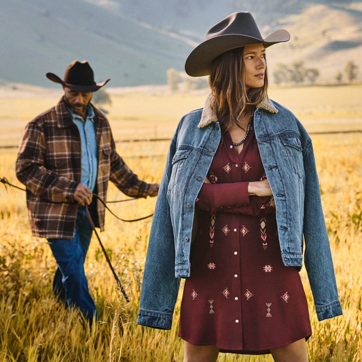 Brown Plaid Western Coat Brown