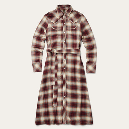 Black Cherry Plaid Shirt Dress Red