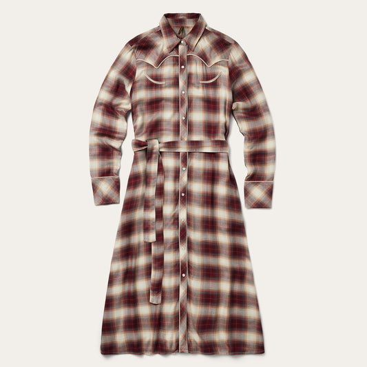 Black Cherry Plaid Shirt Dress Red