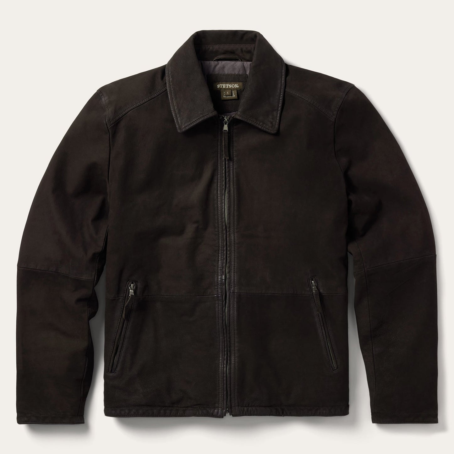 Zip Front Suede Leather Jacket Brown