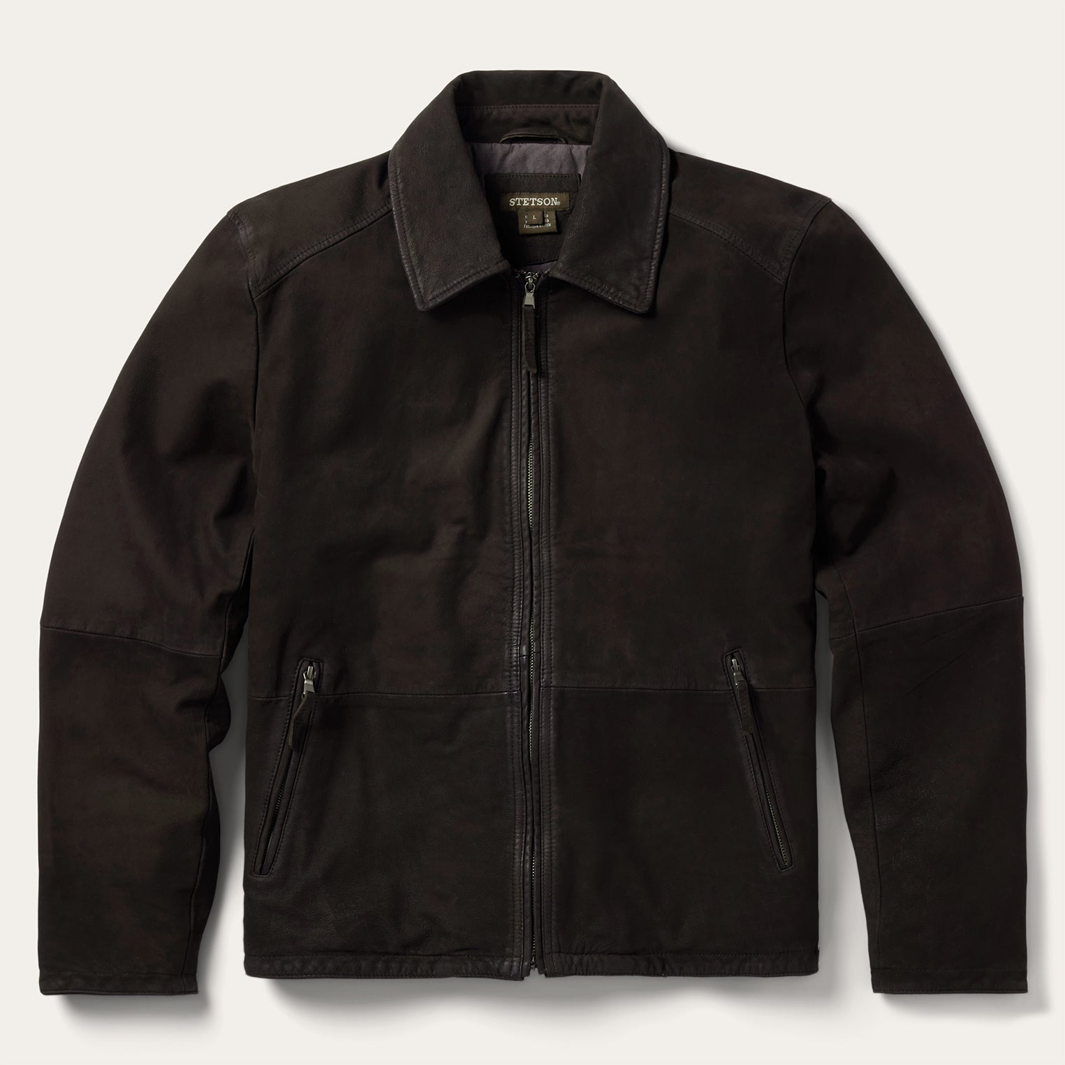 Zip Front Suede Leather Jacket Brown