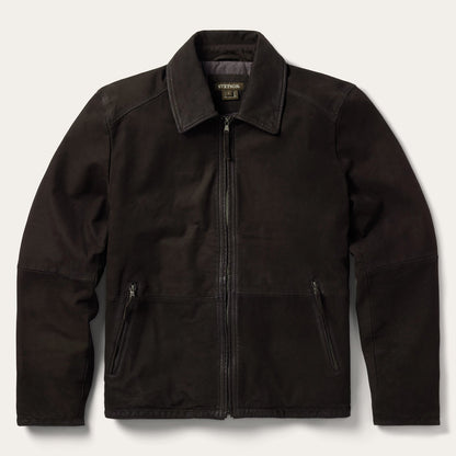 Zip Front Suede Leather Jacket Brown