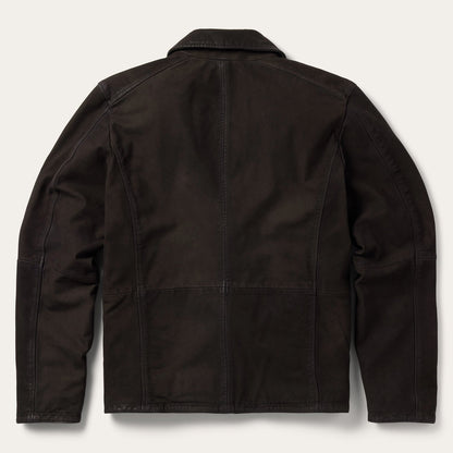 Zip Front Suede Leather Jacket Brown