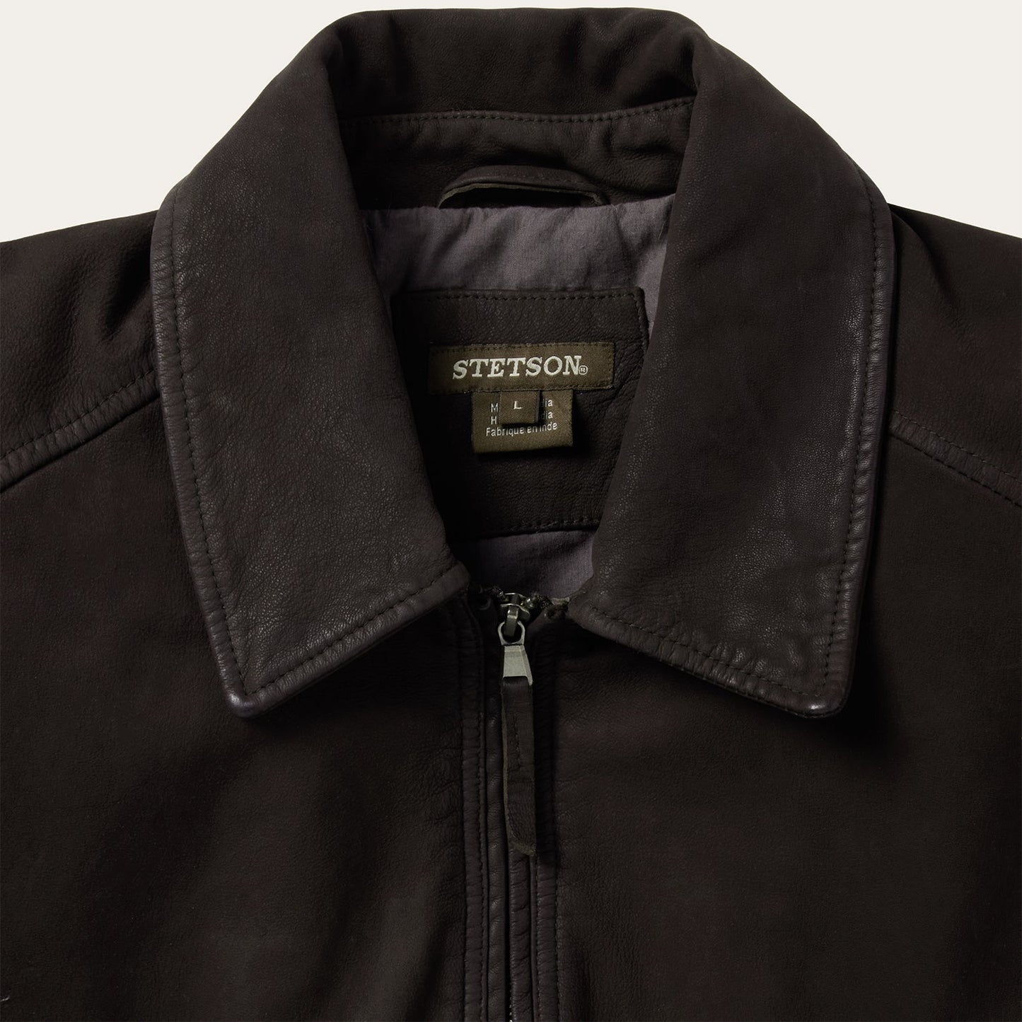 Zip Front Suede Leather Jacket Brown