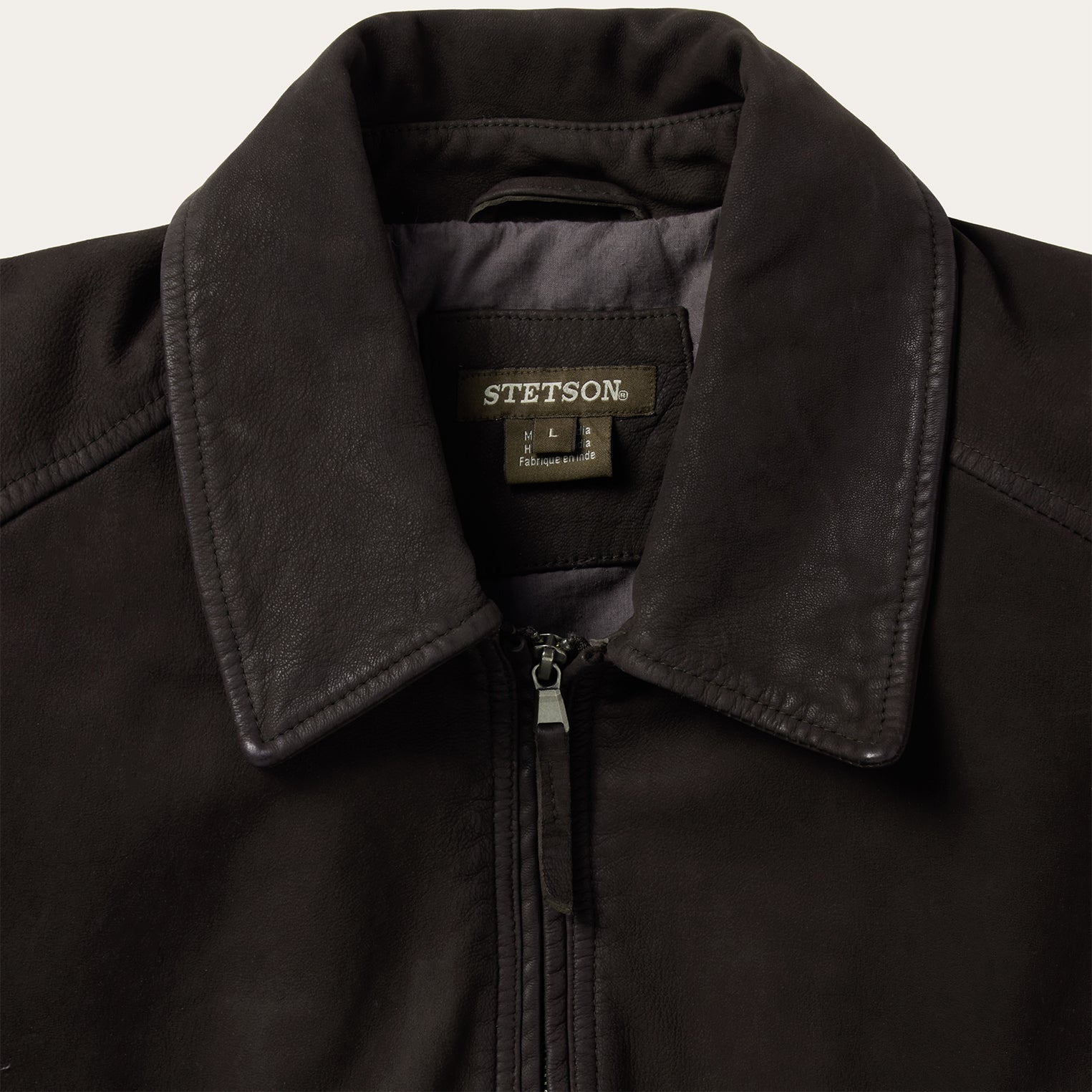 Zip Front Suede Leather Jacket Brown