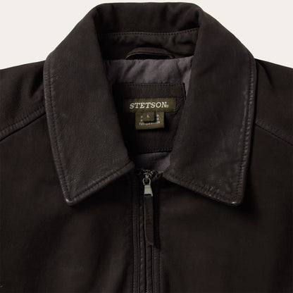 Zip Front Suede Leather Jacket Brown