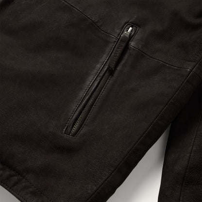 Zip Front Suede Leather Jacket Brown