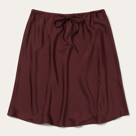 Wine Satin Skirt Red