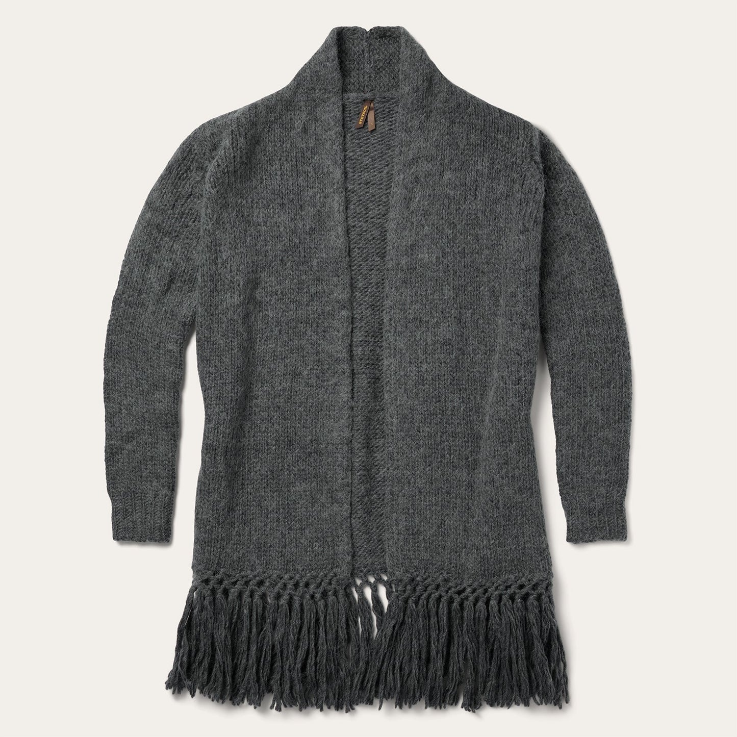 Charcoal Fringed Cardigan Grey