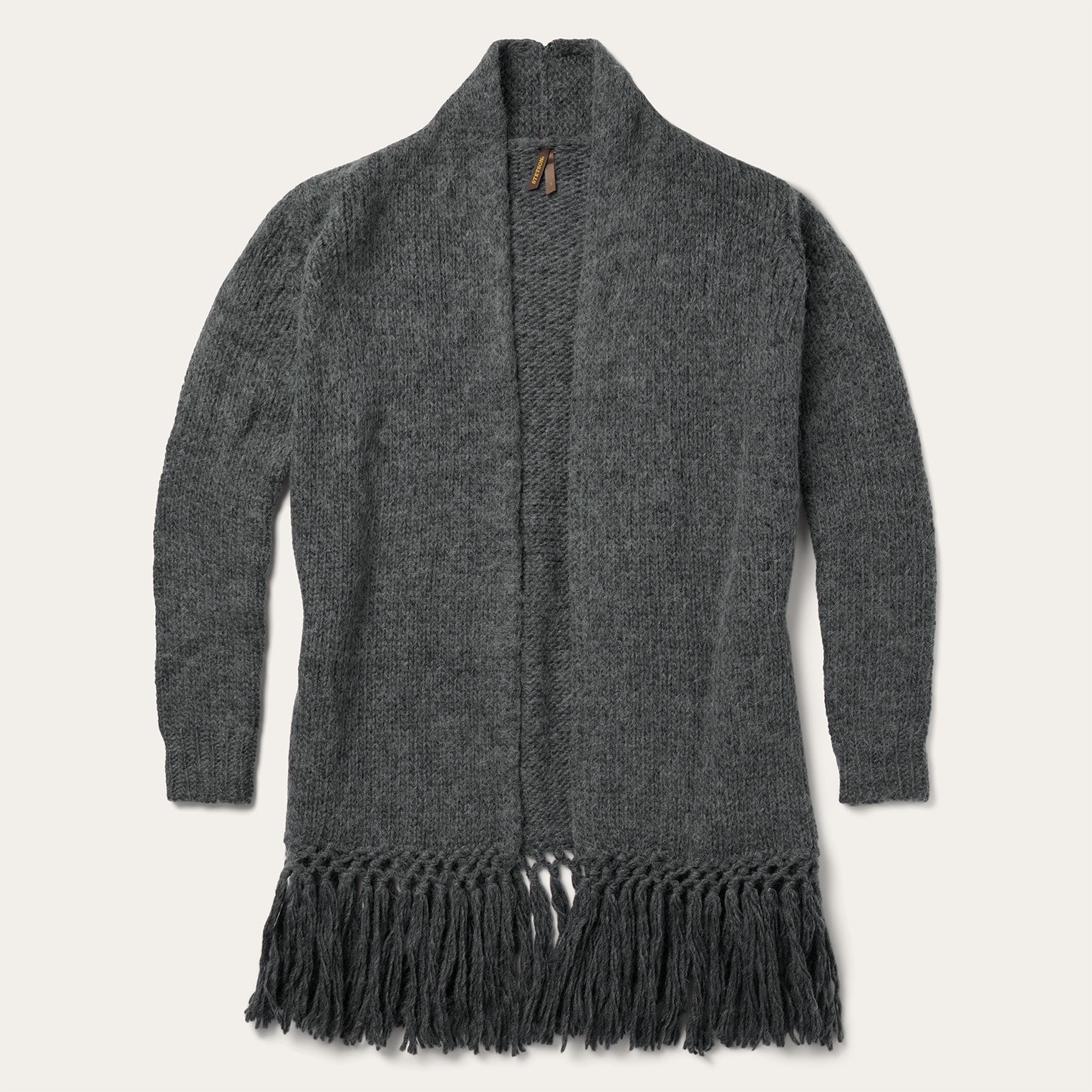 Charcoal Fringed Cardigan Grey