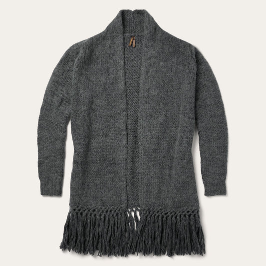 Charcoal Fringed Cardigan Grey