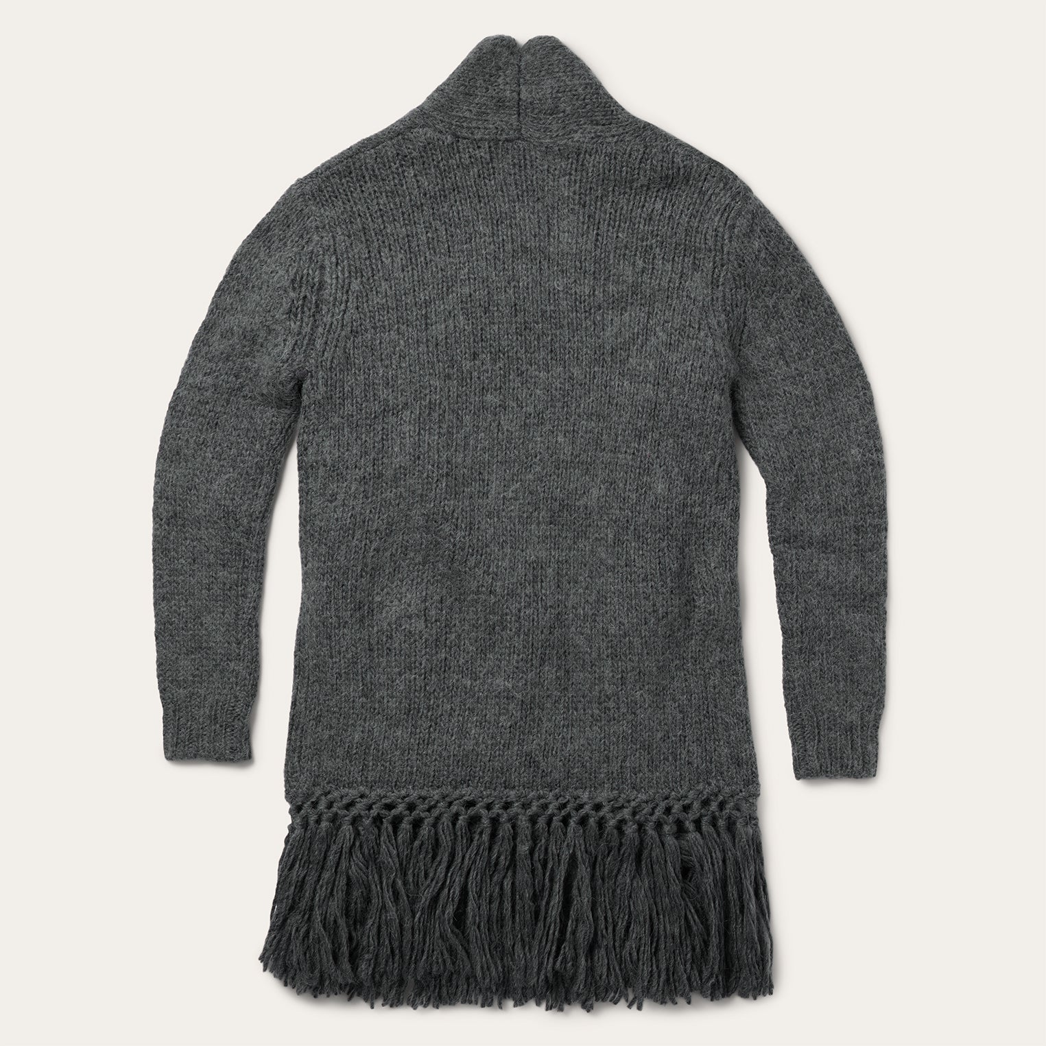 Charcoal Fringed Cardigan Grey