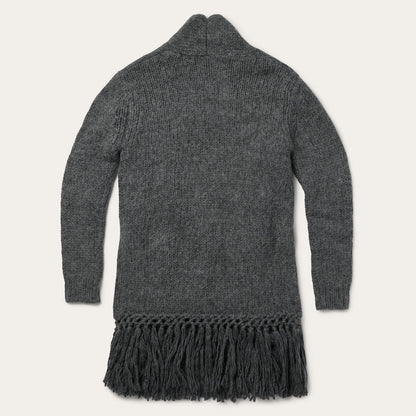 Charcoal Fringed Cardigan Grey