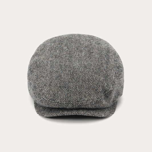 Wool Herringbone Driver Cap Anthra Melange Herringbone