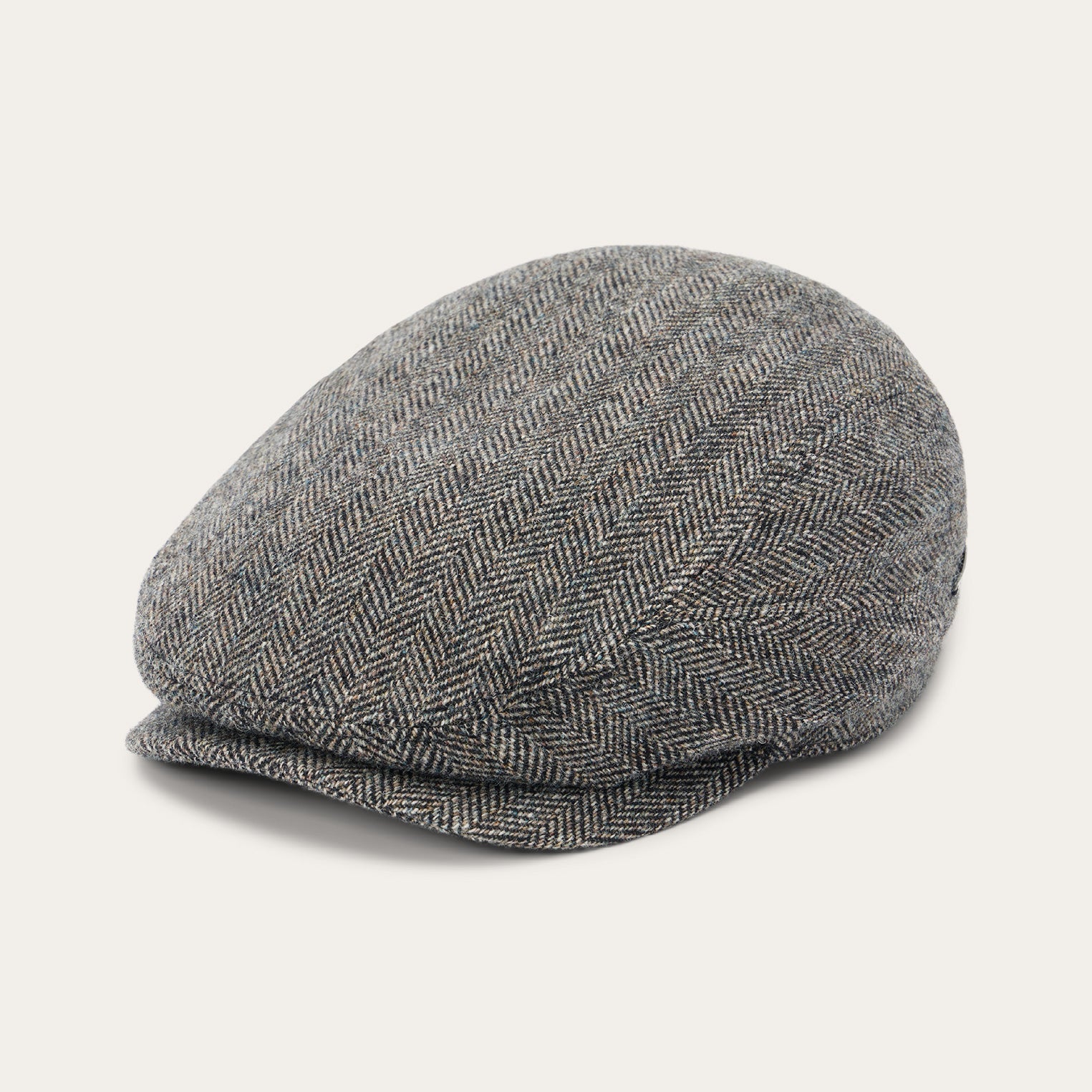Wool Herringbone Driver Cap Anthra Melange Herringbone