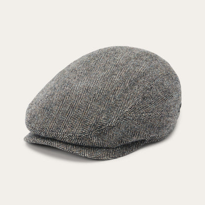 Wool Herringbone Driver Cap Anthra Melange Herringbone